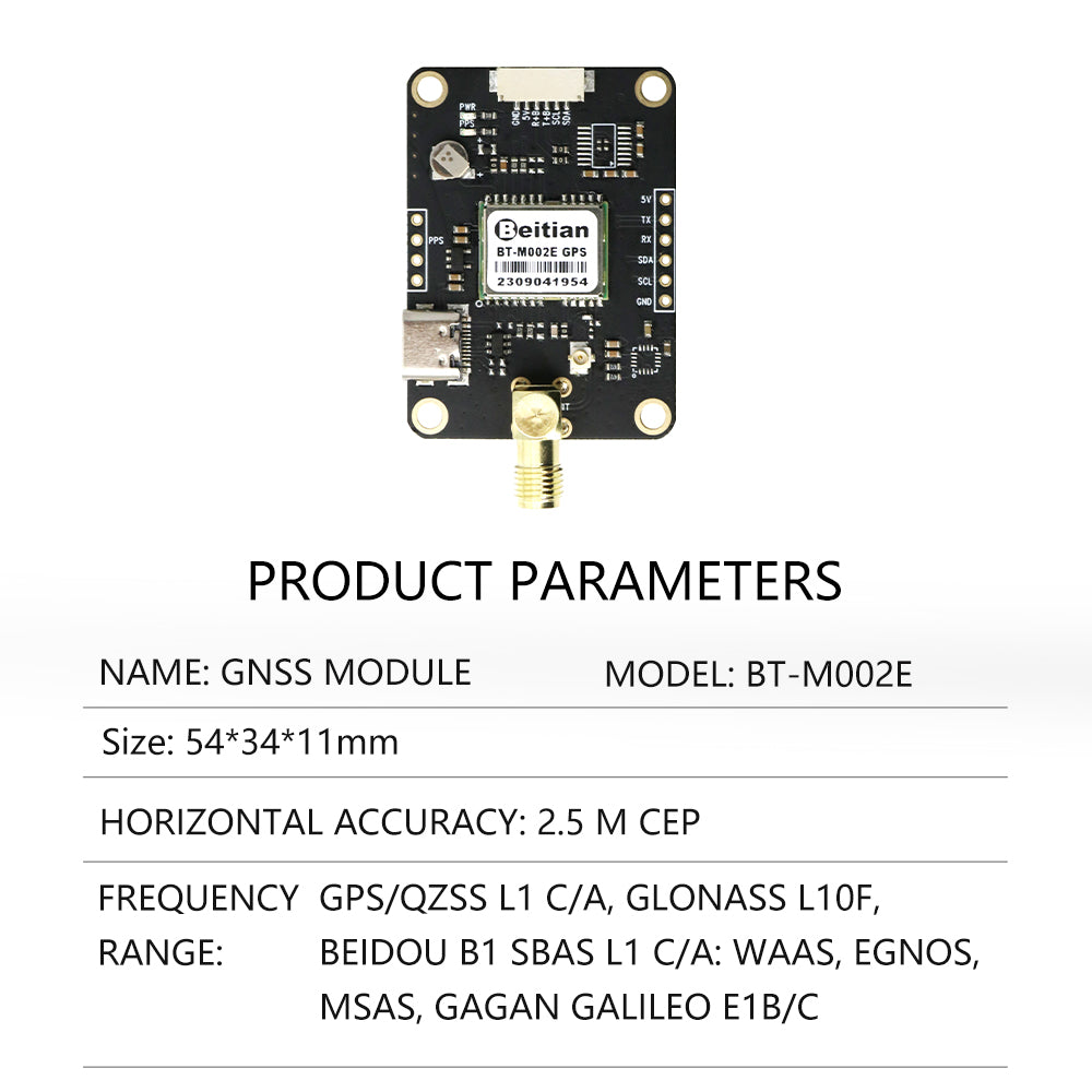 Beitian RTK GPS Module Differential L1 + L5 High-precision Built-in Compass GNSS Module BT - M002C M002 Beitian RTK GPS Module Differential L1 + L5 High-precision Built-in Compass GNSS Module BT - M002C M002